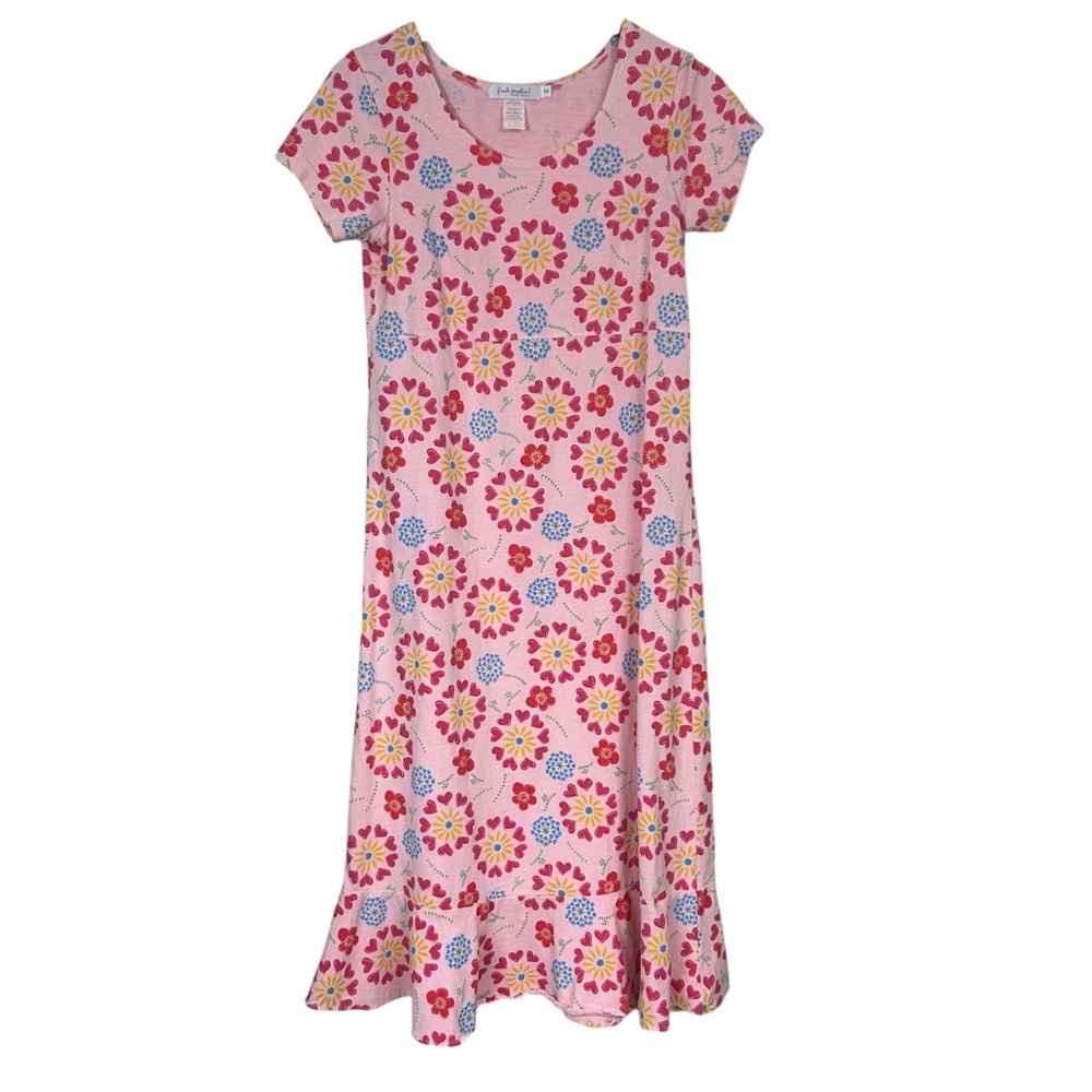 Fresh Produce pink floral cotton short sleeve maxi dress empire waist